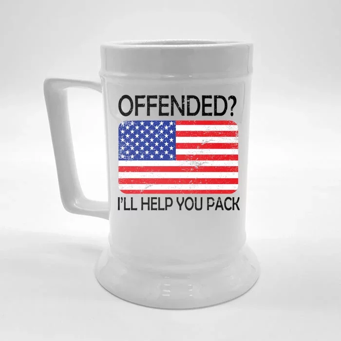 USA Offended I'll Help You Pack Front & Back Beer Stein