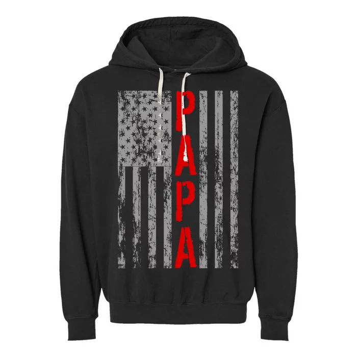 USA PAPA Retro Vintage Flag Garment-Dyed Fleece Hoodie