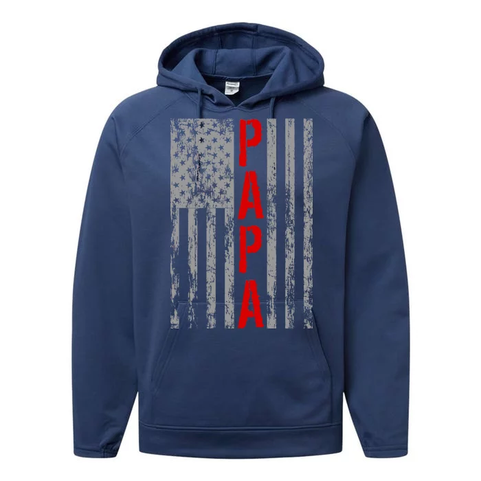 USA PAPA Retro Vintage Flag Performance Fleece Hoodie