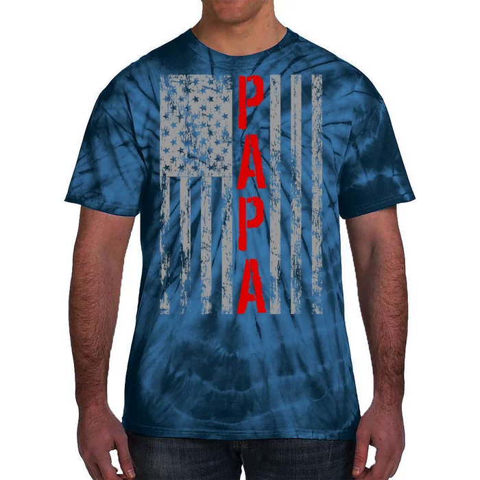 USA PAPA Retro Vintage Flag Tie-Dye T-Shirt