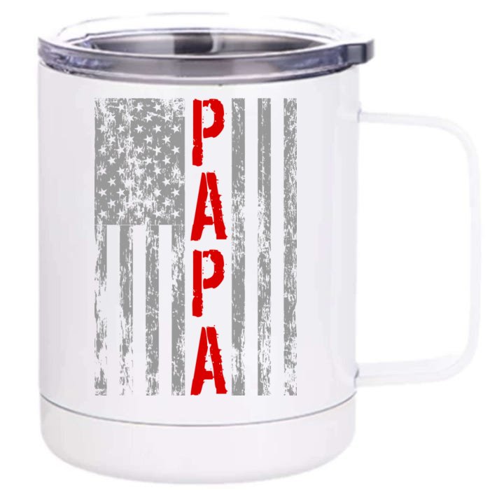 USA PAPA Retro Vintage Flag Front & Back 12oz Stainless Steel Tumbler Cup