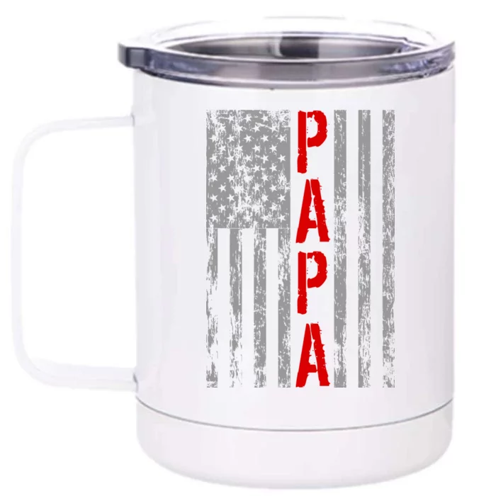 USA PAPA Retro Vintage Flag Front & Back 12oz Stainless Steel Tumbler Cup