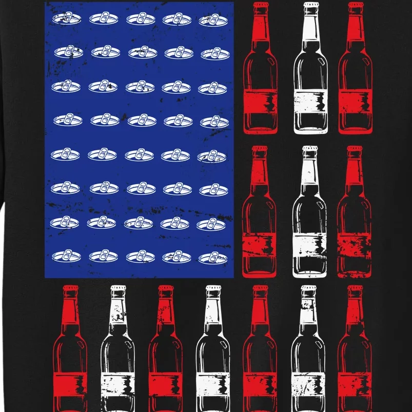 USA Patriotic Beer Bottle American Flag Tall Sweatshirt