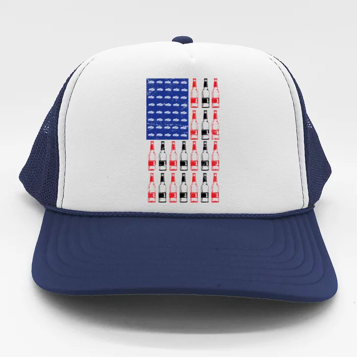 USA Patriotic Beer Bottle American Flag Trucker Hat