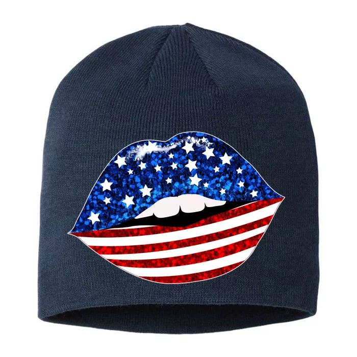 USA Patriotic Lips Of America 8 1/2in Sustainable Knit Beanie