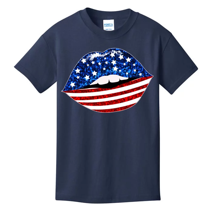 USA Patriotic Lips Of America Kids T-Shirt