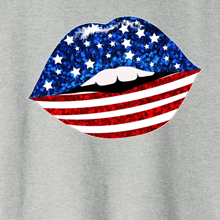 USA Patriotic Lips Of America Women's Crop Top Tee