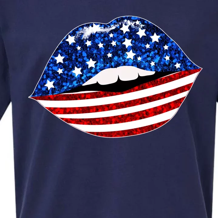 USA Patriotic Lips Of America Sueded Cloud Jersey T-Shirt