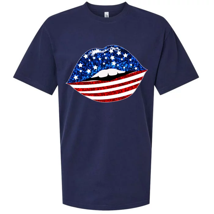 USA Patriotic Lips Of America Sueded Cloud Jersey T-Shirt