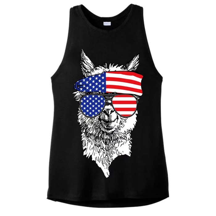 USA Patriotic Llama Ladies Tri-Blend Wicking Tank