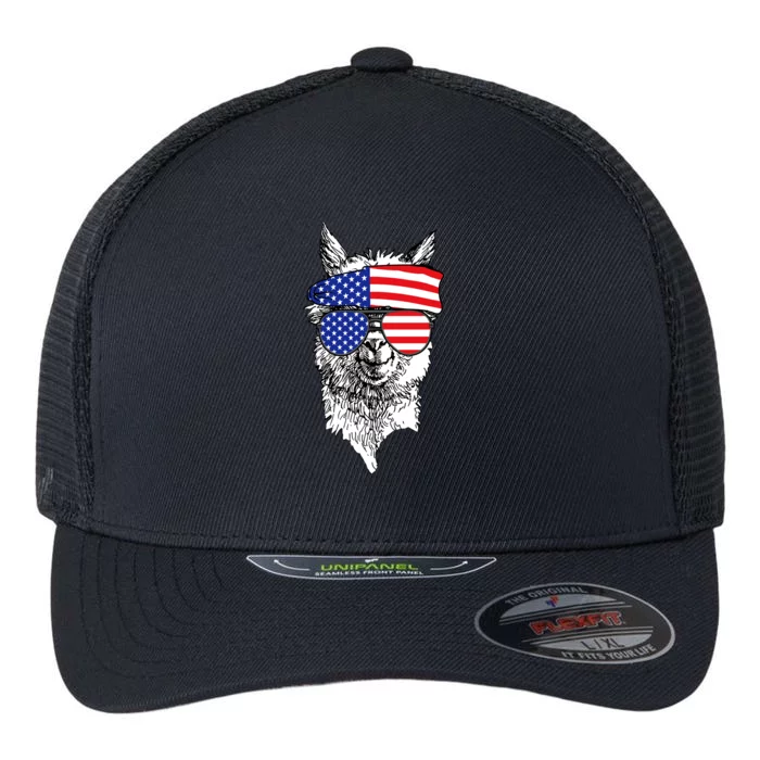 USA Patriotic Llama Flexfit Unipanel Trucker Cap