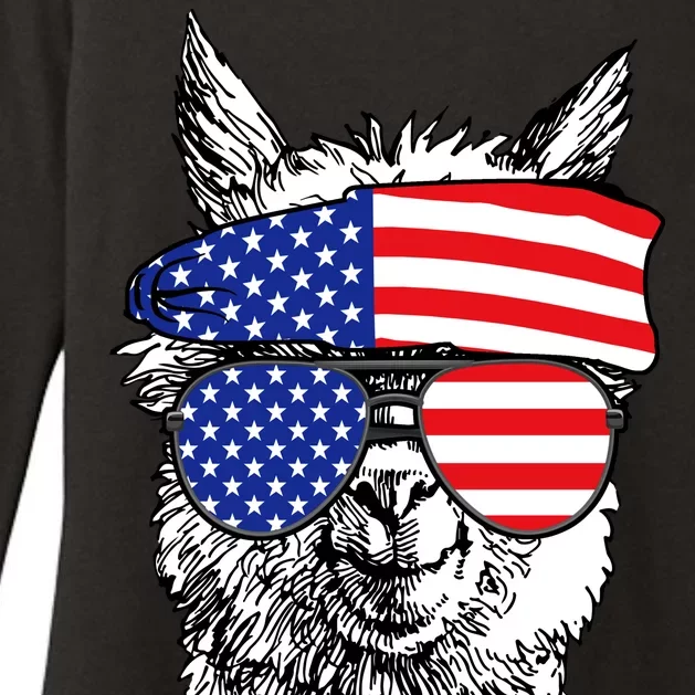 USA Patriotic Llama Womens CVC Long Sleeve Shirt