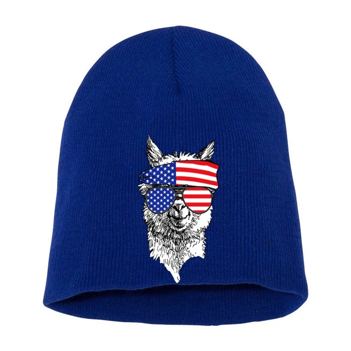 USA Patriotic Llama Short Acrylic Beanie