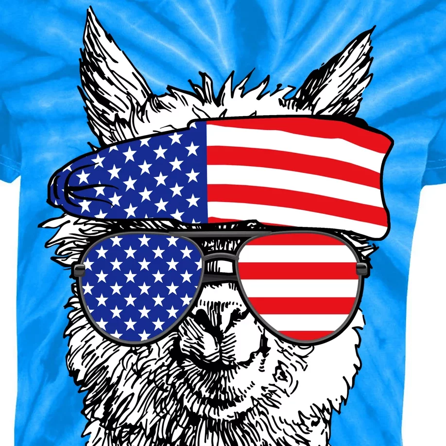 USA Patriotic Llama Kids Tie-Dye T-Shirt