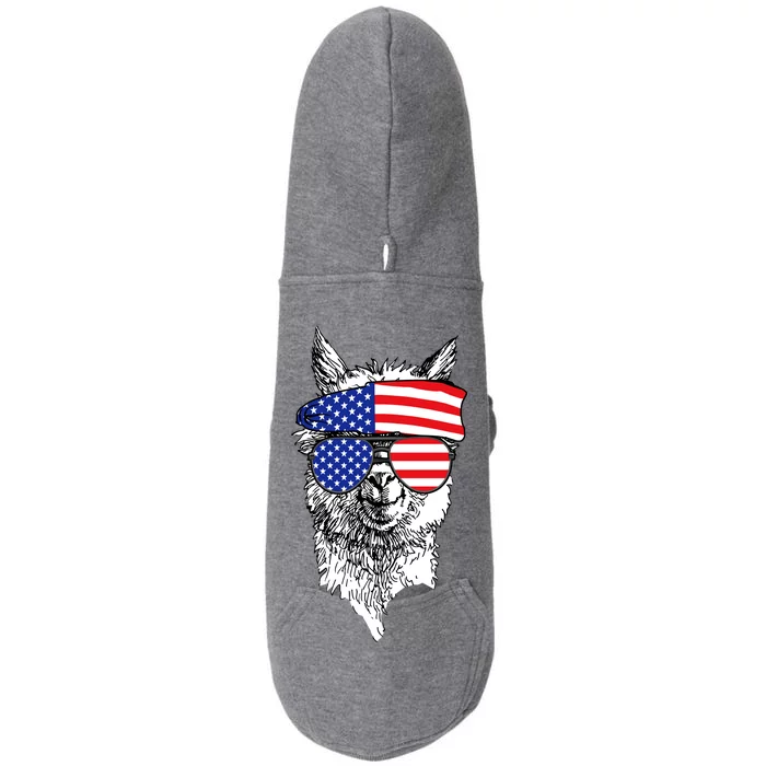 USA Patriotic Llama Doggie 3-End Fleece Hoodie