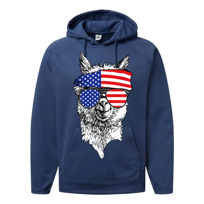 USA Patriotic Llama Performance Fleece Hoodie