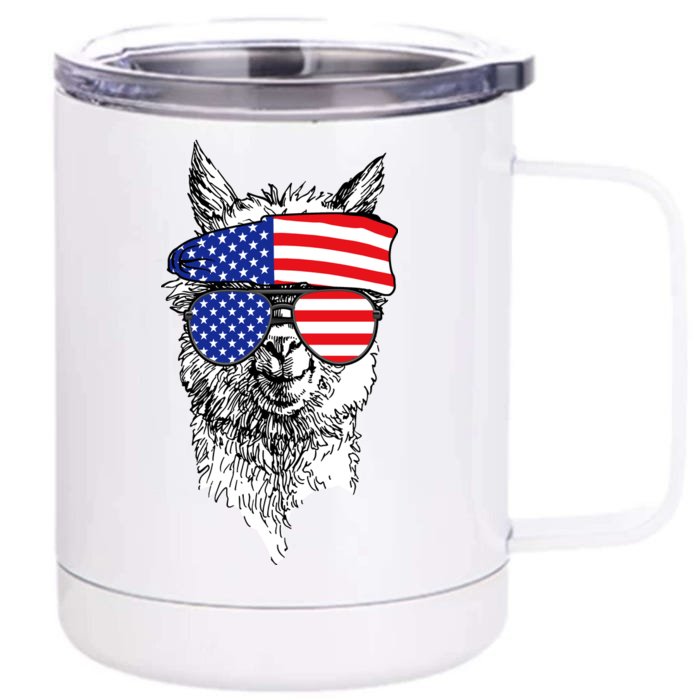 USA Patriotic Llama Front & Back 12oz Stainless Steel Tumbler Cup