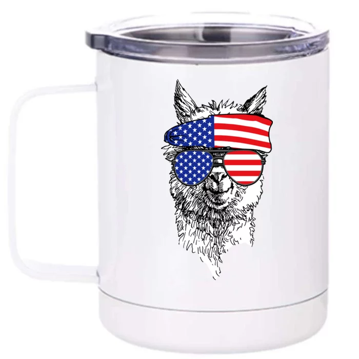 USA Patriotic Llama Front & Back 12oz Stainless Steel Tumbler Cup