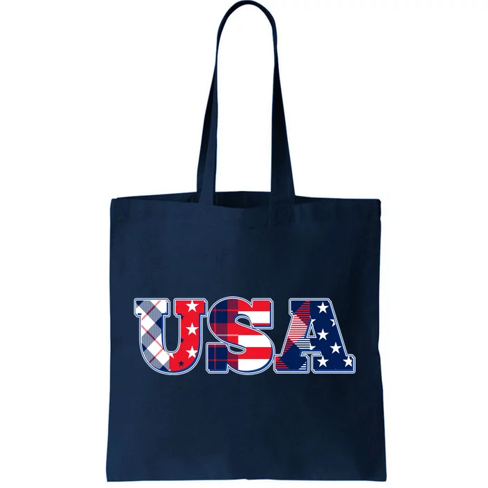 USA Patriotic Logo Star Stripes Patterns Tote Bag