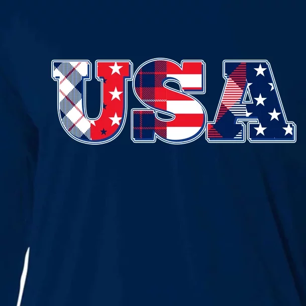 USA Patriotic Logo Star Stripes Patterns Cooling Performance Long Sleeve Crew