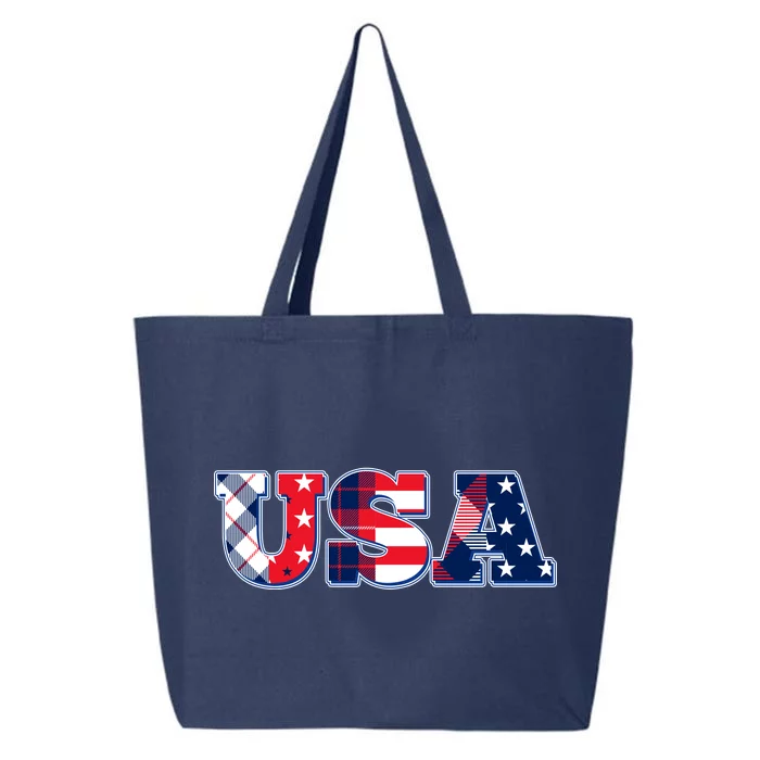 USA Patriotic Logo Star Stripes Patterns 25L Jumbo Tote