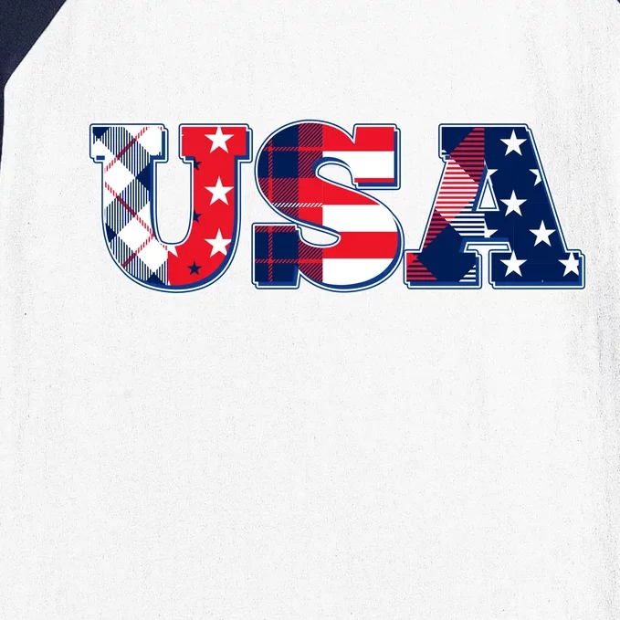 USA Patriotic Logo Star Stripes Patterns Baseball Sleeve Shirt