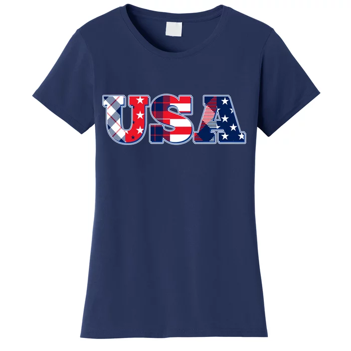 USA Patriotic Logo Star Stripes Patterns Women's T-Shirt