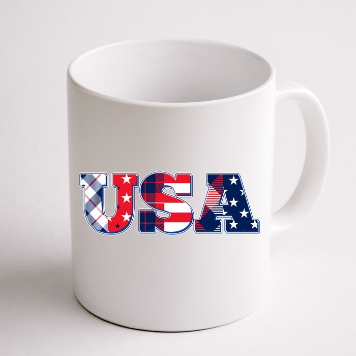USA Patriotic Logo Star Stripes Patterns Front & Back Coffee Mug