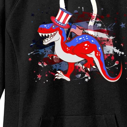 USA Patriotic Presidential Dinosaur Women's Fleece Hoodie