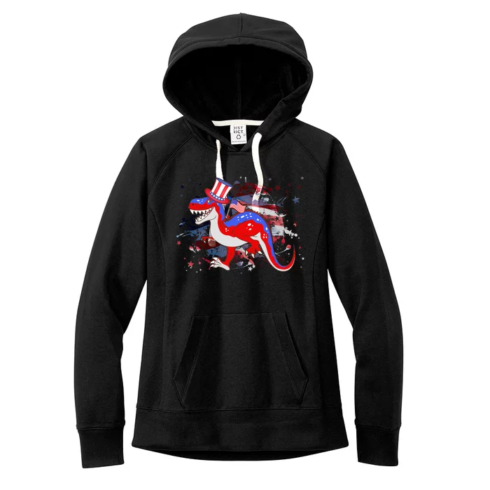 USA Patriotic Presidential Dinosaur Women's Fleece Hoodie