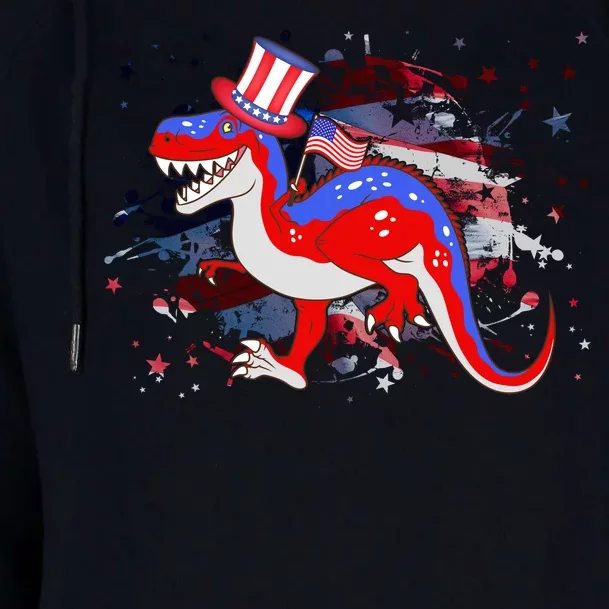 USA Patriotic Presidential Dinosaur Womens Funnel Neck Pullover Hood