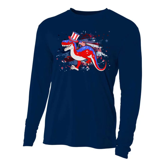 USA Patriotic Presidential Dinosaur Cooling Performance Long Sleeve Crew