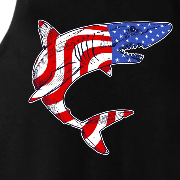 USA Patriotic Shark Ladies Tri-Blend Wicking Tank