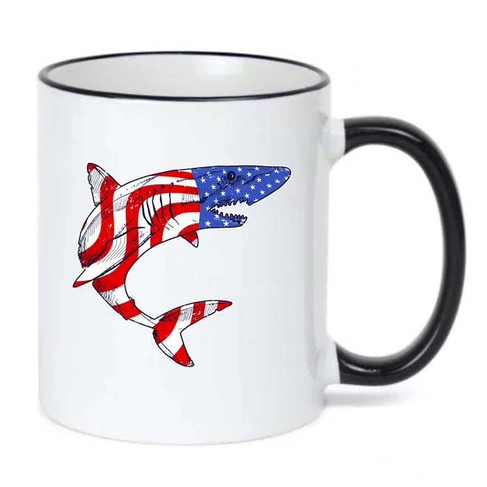 USA Patriotic Shark Black Color Changing Mug