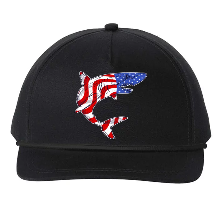 USA Patriotic Shark Snapback Five-Panel Rope Hat