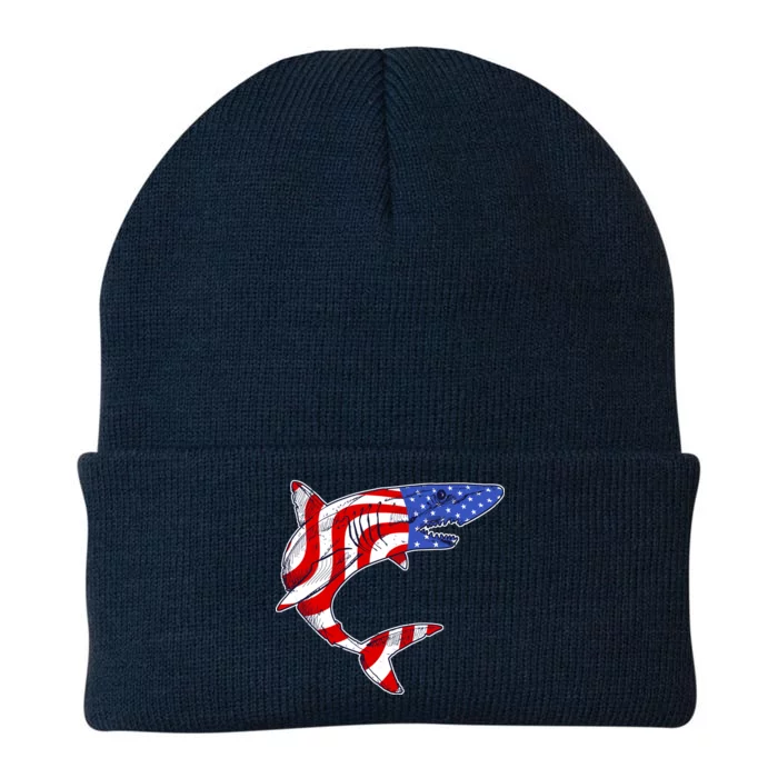 USA Patriotic Shark Knit Cap Winter Beanie