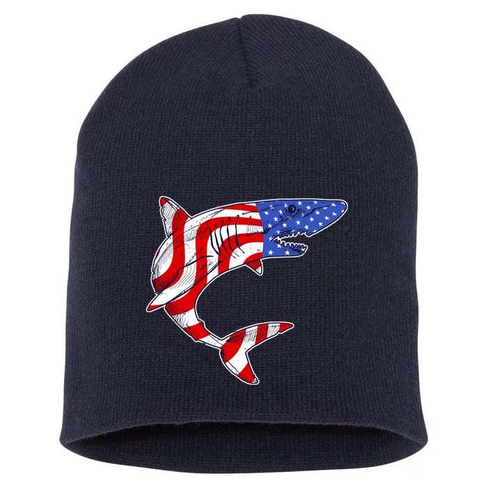 USA Patriotic Shark Short Acrylic Beanie