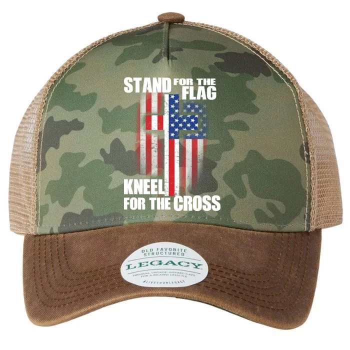 USA Patriotic Stand For The Flag Kneel For The Cross Legacy Tie Dye Trucker Hat