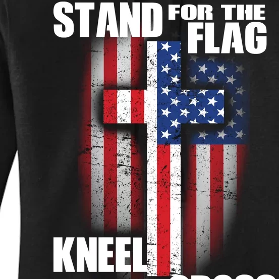 USA Patriotic Stand For The Flag Kneel For The Cross Women's Pullover Hoodie