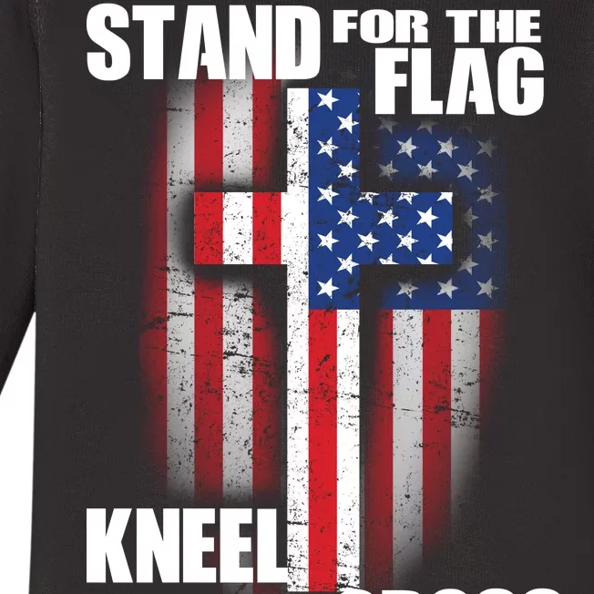 USA Patriotic Stand For The Flag Kneel For The Cross Baby Long Sleeve Bodysuit