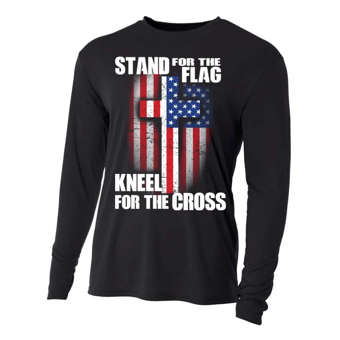 USA Patriotic Stand For The Flag Kneel For The Cross Cooling Performance Long Sleeve Crew