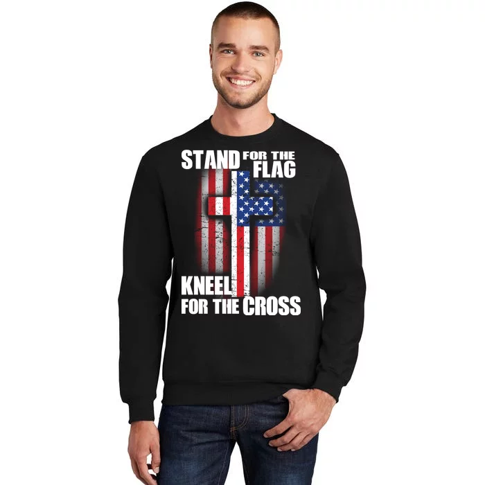 USA Patriotic Stand For The Flag Kneel For The Cross Tall Sweatshirt