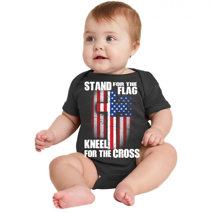 USA Patriotic Stand For The Flag Kneel For The Cross Baby Bodysuit