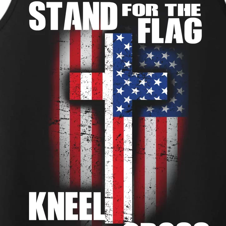 USA Patriotic Stand For The Flag Kneel For The Cross Performance Tank