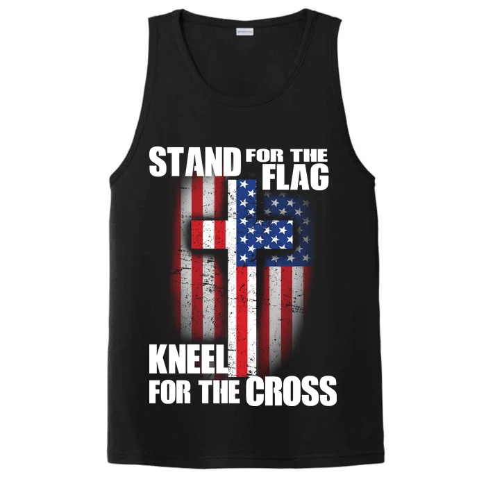 USA Patriotic Stand For The Flag Kneel For The Cross Performance Tank