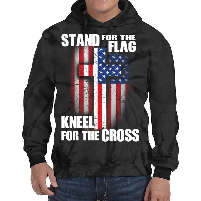 USA Patriotic Stand For The Flag Kneel For The Cross Tie Dye Hoodie