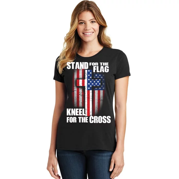 USA Patriotic Stand For The Flag Kneel For The Cross Women's T-Shirt