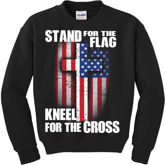 USA Patriotic Stand For The Flag Kneel For The Cross Kids Sweatshirt