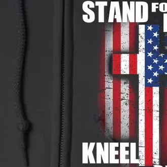 USA Patriotic Stand For The Flag Kneel For The Cross Full Zip Hoodie