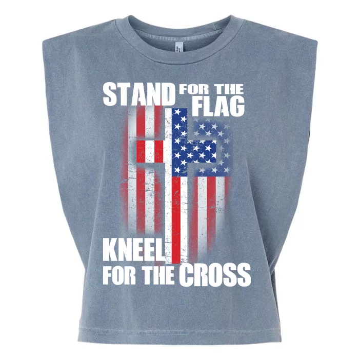 USA Patriotic Stand For The Flag Kneel For The Cross Garment-Dyed Women's Muscle Tee